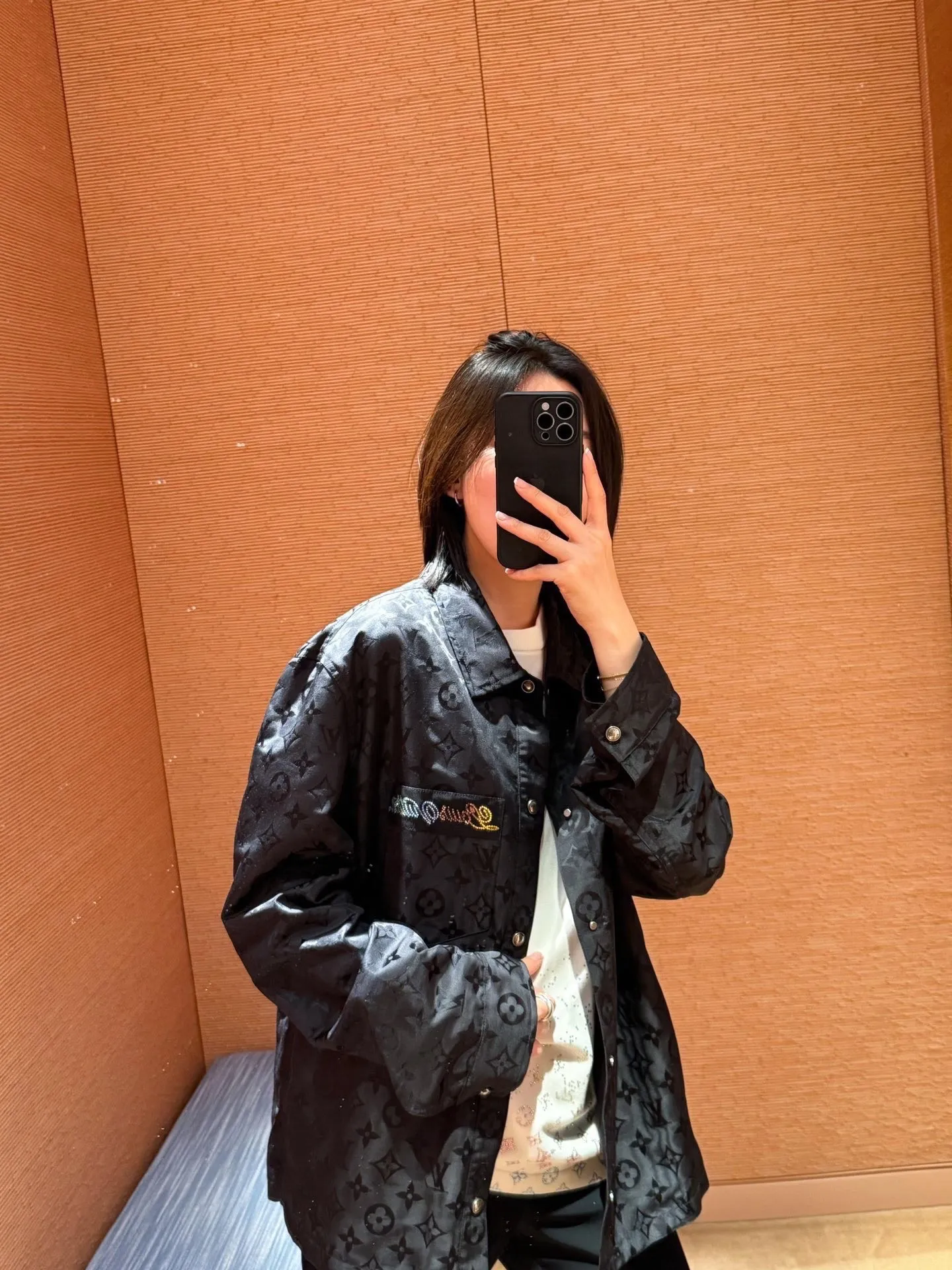 Louis Vuitton/Louis Vuitton 25Fw presbyopic rippled jacquard colored diamond shirt jacket